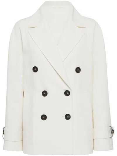Brunello Cucinelli Linen And Cotton Caban In White