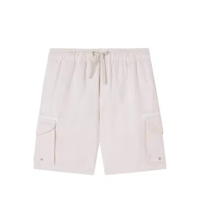 Brunello Cucinelli Kids' Linen And Cotton Cargo Shorts In Neutral