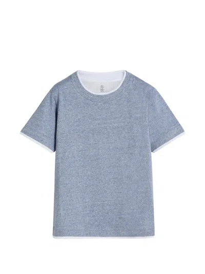 Brunello Cucinelli Kids' Linen And Cotton Jersey T-shirt In Multi