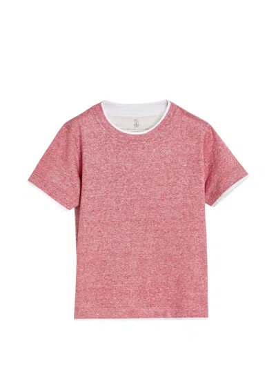 Brunello Cucinelli Linen And Cotton Jersey T-shirt In Red