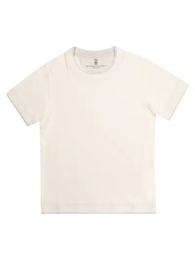 Brunello Cucinelli Kids' Linen And Cotton Jersey T-shirt In White