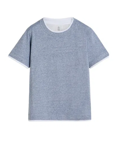 Brunello Cucinelli Linen And Cotton Jersey T-shirt In Blue