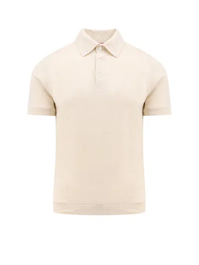 Brunello Cucinelli Linen And Cotton Polo Shirt In White