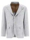 Brunello Cucinelli Linen And Cotton Suit-type Jacket In Light Grey