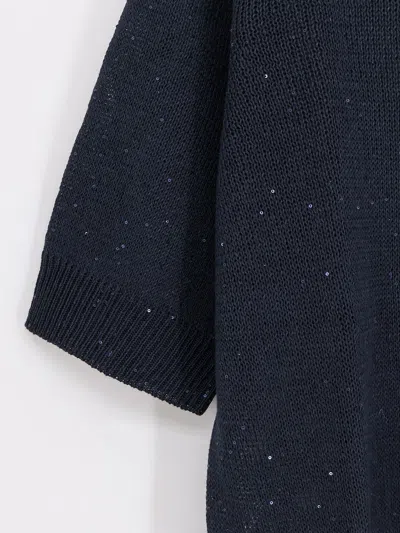 Brunello Cucinelli Linen And Cotton Sweater In Blue