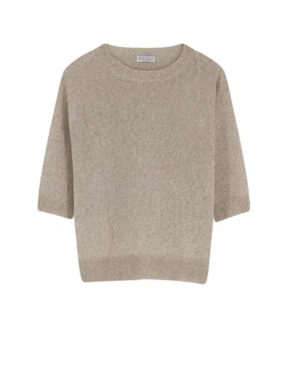 Brunello Cucinelli Linen And Cotton Sweater In Neutral