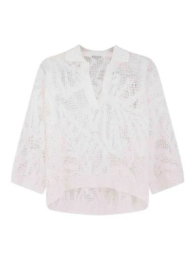 Brunello Cucinelli Linen And Cotton Sweater In White