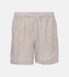 Brunello Cucinelli Linen And Silk Bermuda Short In Bianco/marrone
