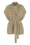 Brunello Cucinelli Dazzling Silk And Linen Perforated Rib Cardigan