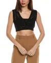 Brunello Cucinelli Paillette Crochet Knit Bra Top In Black