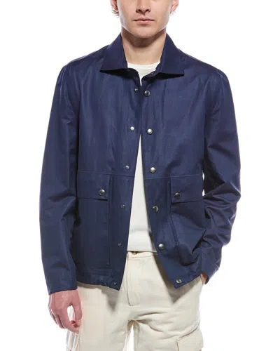 Brunello Cucinelli Linen & Silk-blend Jacket In Blue