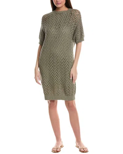 Brunello Cucinelli Linen & Silk-blend Midi Dress In Multi