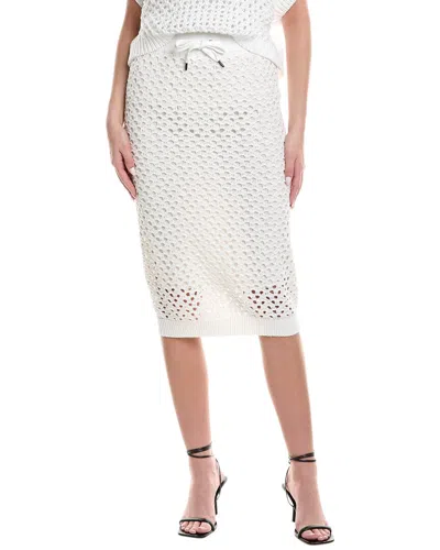 Brunello Cucinelli Linen & Silk-blend Midi Skirt In Multi