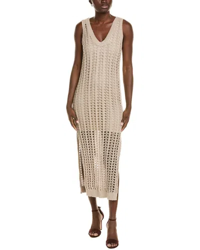 Brunello Cucinelli Linen & Silk-blend Sheath Dress In Beige