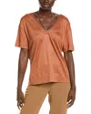Brunello Cucinelli Linen & Silk-blend T-shirt In Orange
