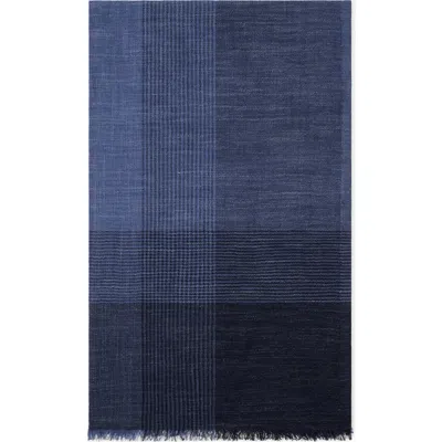 Brunello Cucinelli Silk-linen Stripe Scarf In Blue