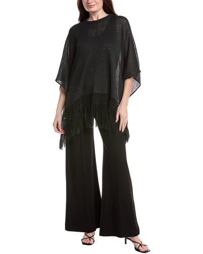 Brunello Cucinelli Linen & Silk-blend Poncho In Black
