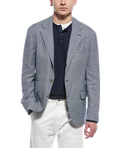 Brunello Cucinelli Linen & Wool-blend Blazer In Gray