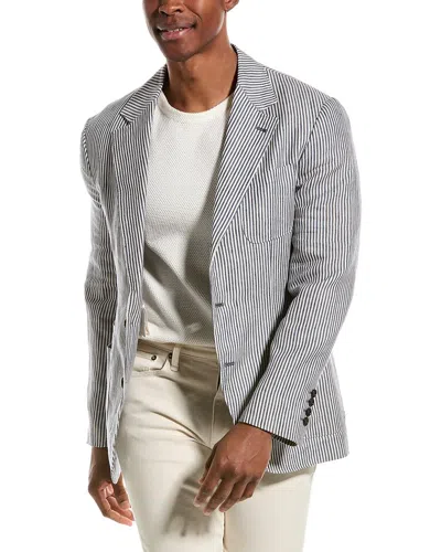Brunello Cucinelli Linen & Wool-blend Blazer In Gray