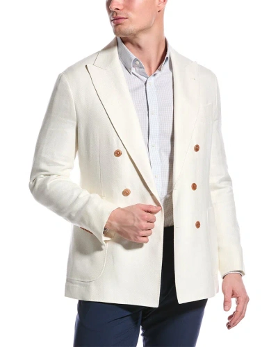 Brunello Cucinelli Double-breasted Linen Blazer In White