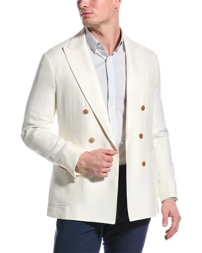 Brunello Cucinelli Linen & Wool-blend Blazer In White