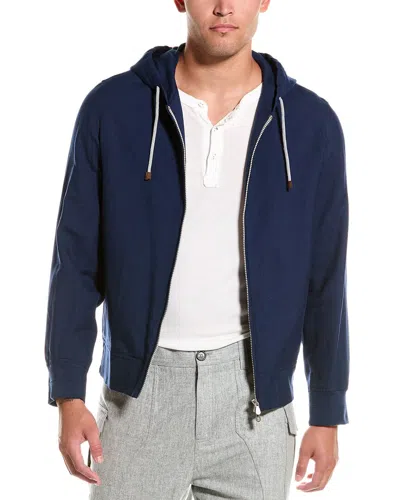 Brunello Cucinelli Linen & Wool-blend Jacket In Blue
