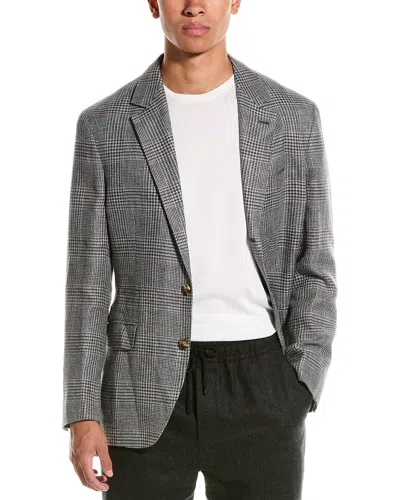 Brunello Cucinelli Linen & Wool-blend Jacket In Gray