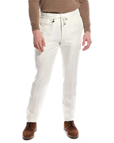 Brunello Cucinelli Linen & Wool-blend Pant In White