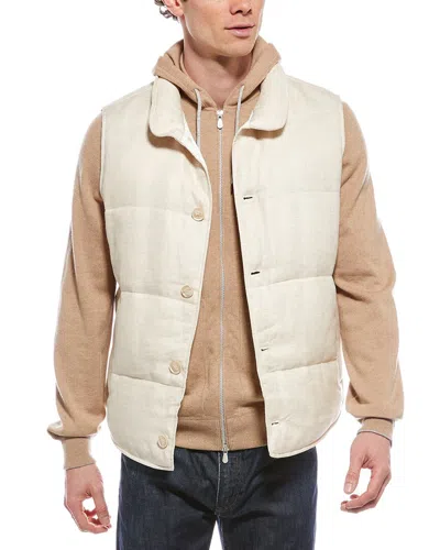 Brunello Cucinelli Linen & Wool-blend Vest In Neutral