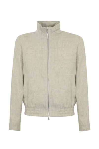 Brunello Cucinelli Linen And Wool Bomber Jacket In Juta