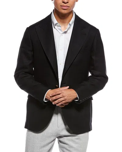 Brunello Cucinelli Linen & Wool-blend Blazer In Black