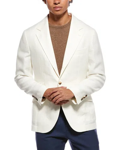 Brunello Cucinelli Linen & Wool-blend Blazer In White