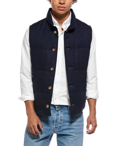 Brunello Cucinelli Linen & Wool-blend Vest In Black