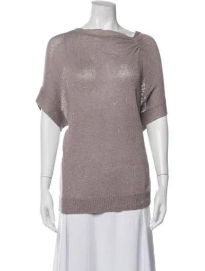 Pre-owned Brunello Cucinelli Linen Asymmetrical Sweater In Purple