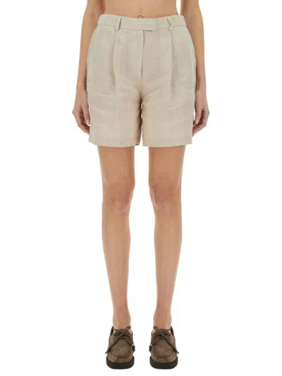 Brunello Cucinelli Linen Shorts In Neutrals