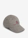 Brunello Cucinelli Logo-embroidered Cap In Gray