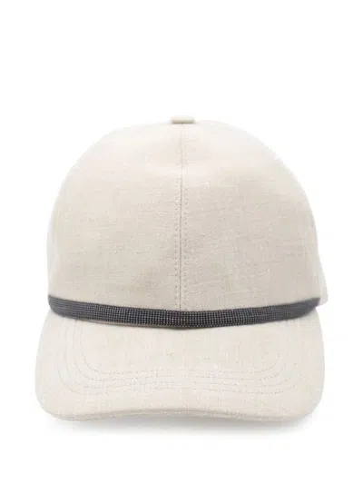 Brunello Cucinelli Linen Baseball Cap In Sand