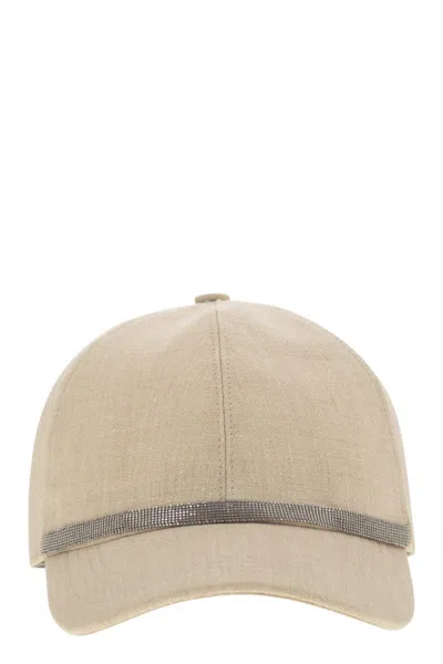 Brunello Cucinelli Linen Baseball Hat With Shiny Band