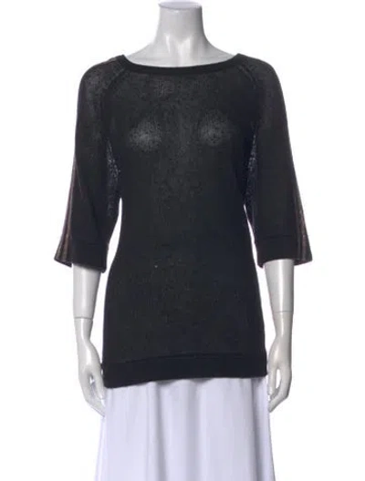 Pre-owned Brunello Cucinelli Linen Bateau Neckline Sweater In Black