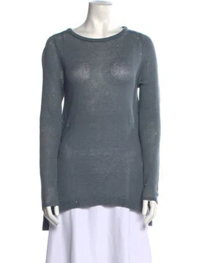 Pre-owned Brunello Cucinelli Linen Bateau Neckline Sweater In Blue