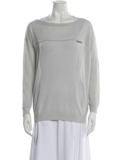 Pre-owned Brunello Cucinelli Linen Bateau Neckline Sweater In Blue