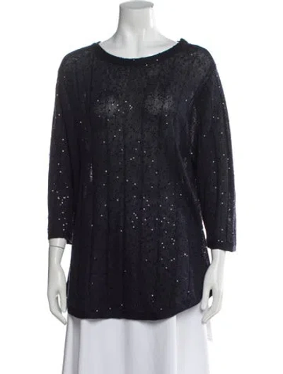 Pre-owned Brunello Cucinelli Linen Bateau Neckline Sweater In Blue