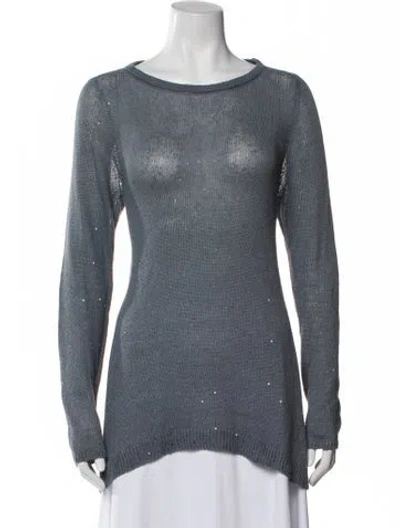 Pre-owned Brunello Cucinelli Linen Bateau Neckline Sweater In Gray