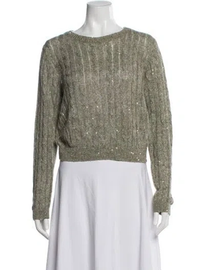 Pre-owned Brunello Cucinelli Linen Bateau Neckline Sweater In Green