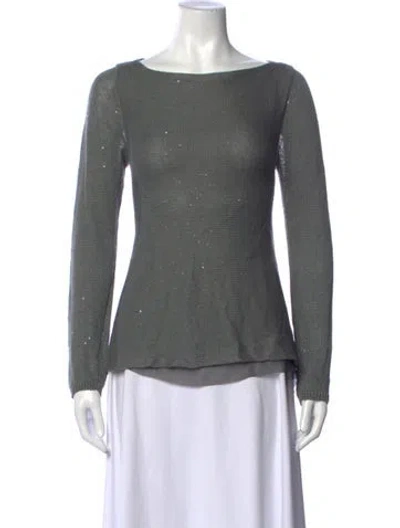 Pre-owned Brunello Cucinelli Linen Bateau Neckline Sweater In Grey