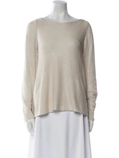 Pre-owned Brunello Cucinelli Linen Bateau Neckline Sweater In Neutral