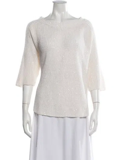 Pre-owned Brunello Cucinelli Linen Bateau Neckline Sweater In Neutrals