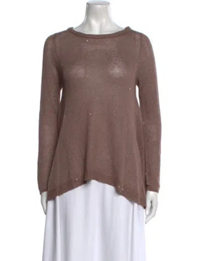 Pre-owned Brunello Cucinelli Linen Bateau Neckline Sweater In Pink