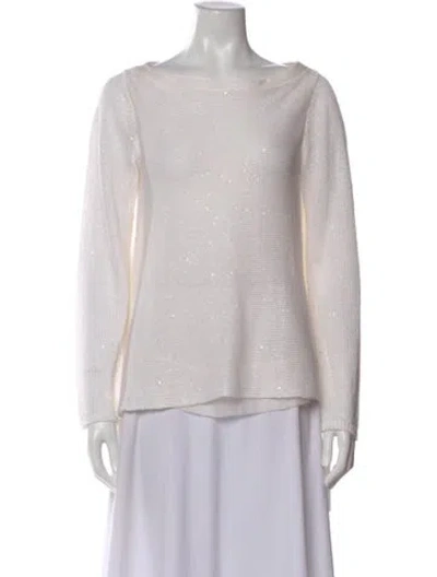 Pre-owned Brunello Cucinelli Linen Bateau Neckline Top In Neutral