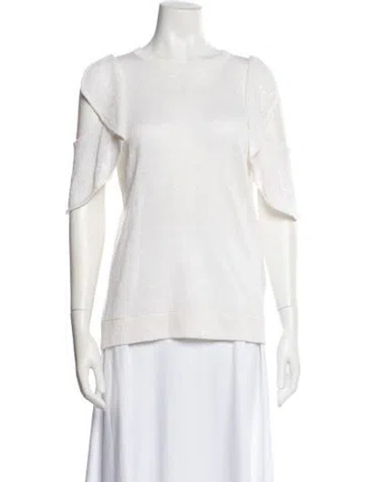 Pre-owned Brunello Cucinelli Linen Bateau Neckline Top In White